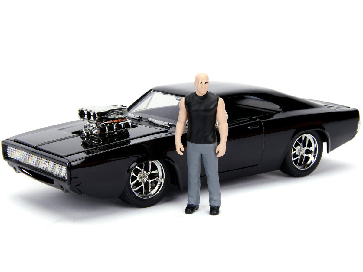 Model Kit Dodge Charger R/T Black and Dom Diecast Figure "Fast & Furious" Movie "Build N' Collect" Series 1/24 Diecast Model Car by Jada-3