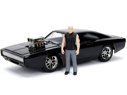 Model Kit Dodge Charger R/T Black and Dom Diecast Figure "Fast & Furious" Movie "Build N' Collect" Series 1/24 Diecast Model Car by Jada-3