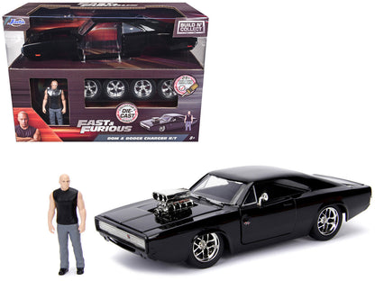 Model Kit Dodge Charger R/T Black and Dom Diecast Figure "Fast & Furious" Movie "Build N' Collect" Series 1/24 Diecast Model Car by Jada-4