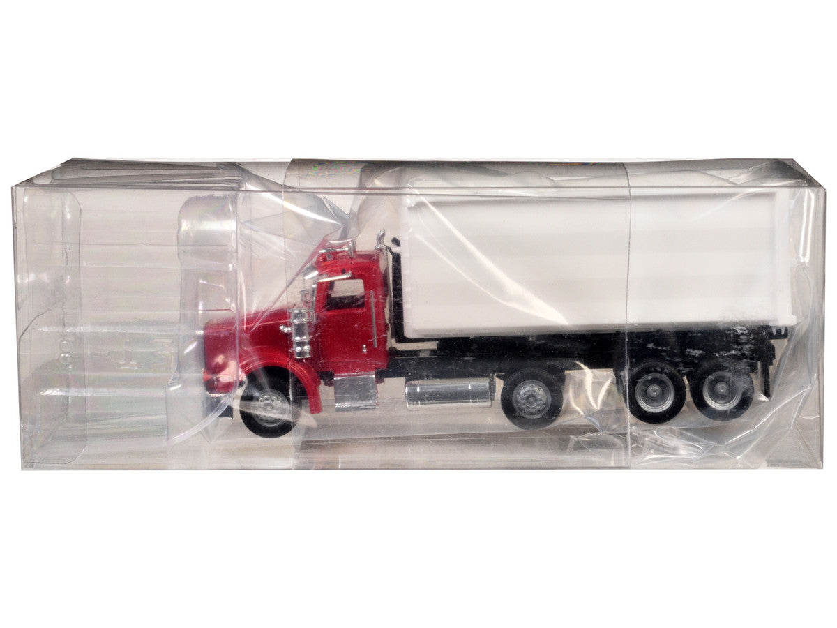 Peterbilt 367 Roll-Off Dump Truck Red with White Box 1/87 (HO) Plastic Model Car by Promotex-1