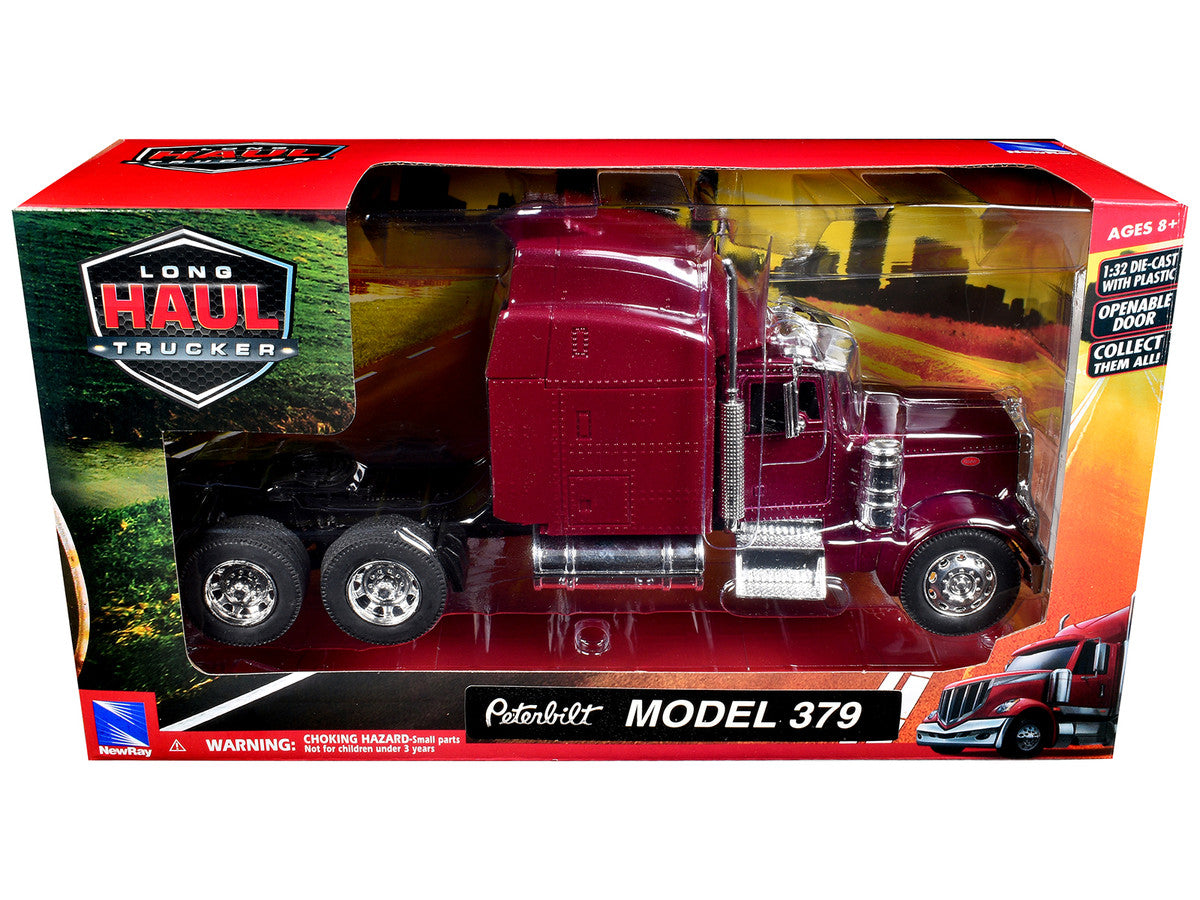 Peterbilt 379 Truck Tractor Burgundy Metallic "Long Haul Trucker" Series 1/32  Diecast Model by New Ray-0