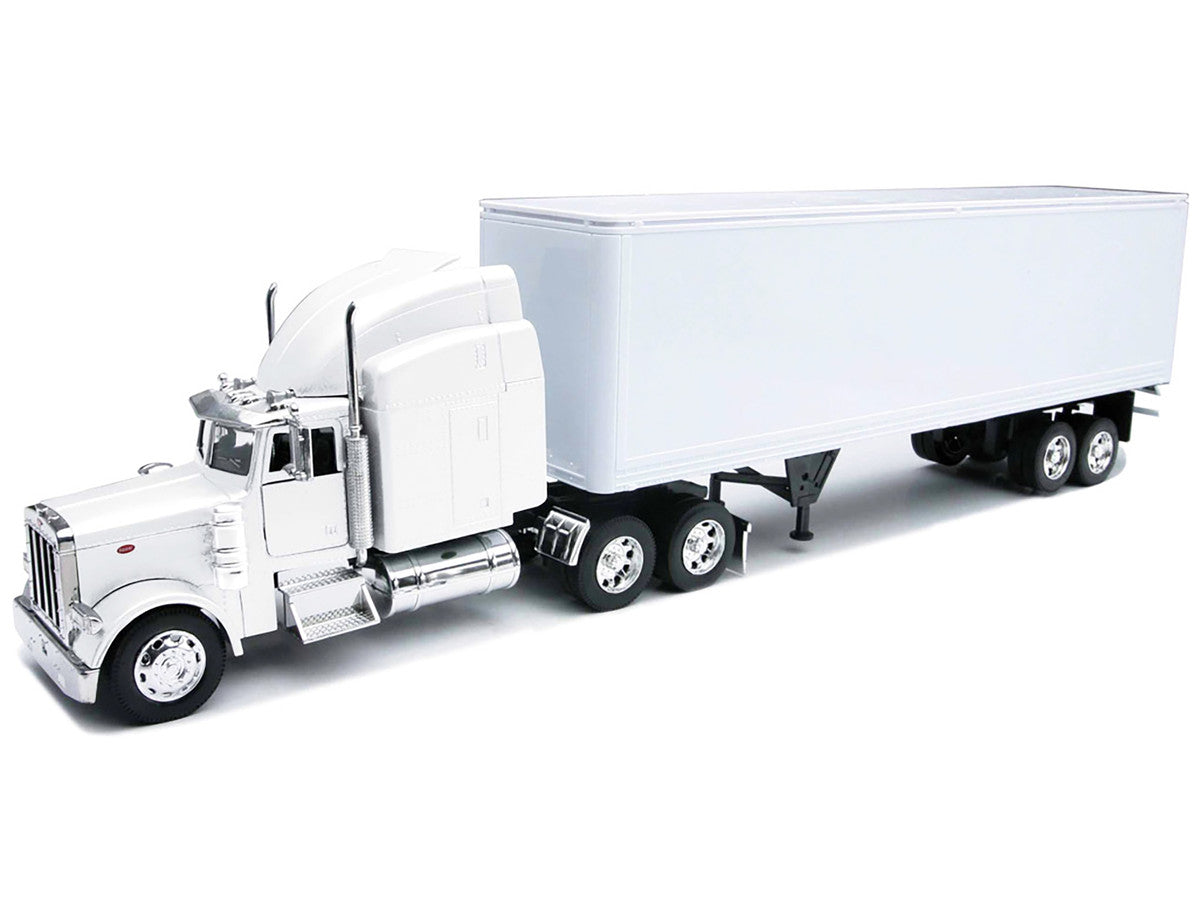 Peterbilt 379 Truck with Dry Goods Trailer White "Long Haul Trucker" Series 1/32 Diecast Model by New Ray-1