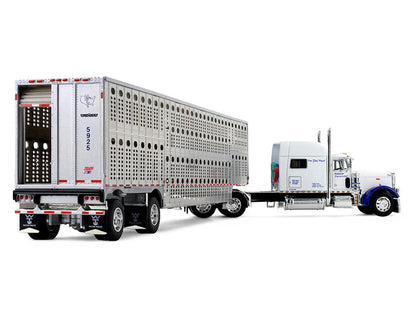 Peterbilt 379 with 70" Mid-Roof Sleeper and Wilson Silverstar Livestock Trailer "National Carriers" White "Legacy Series #5" 1/64 Diecast Model by DCP/First Gear-2