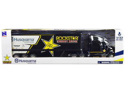 Peterbilt 387 Semi-Truck Black "Rockstar Energy Drink - Husqvarna Factory Racing" 1/32 Diecast Model by New Ray-2