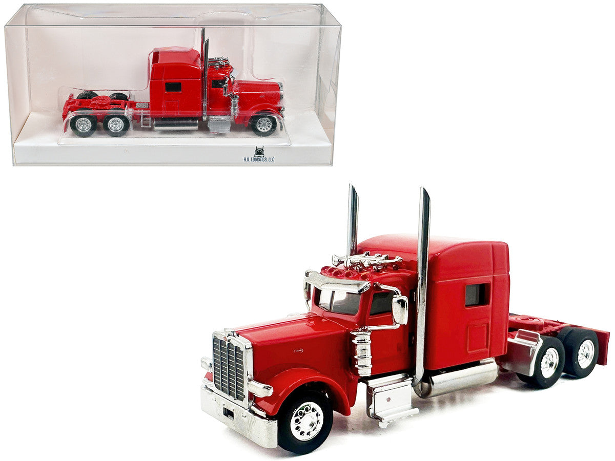 Peterbilt 389 Truck Tractor with Sleeper Cab Red 1/87 (HO) Scale Plastic Model Car by HO Logistics-0