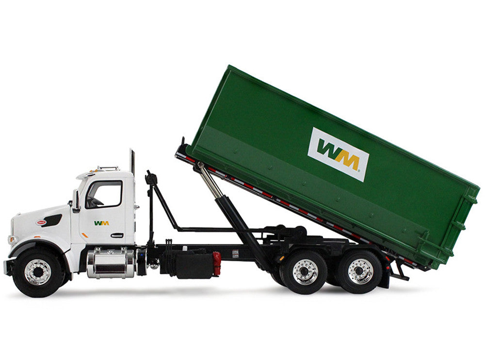 Peterbilt 567 Refuse Garbage Truck with 40 Yard Roll-Off Container "Waste Management" White and Green 1/34 Diecast Model by First Gear-3