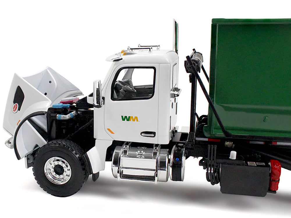 Peterbilt 567 Refuse Garbage Truck with 40 Yard Roll-Off Container "Waste Management" White and Green 1/34 Diecast Model by First Gear-1