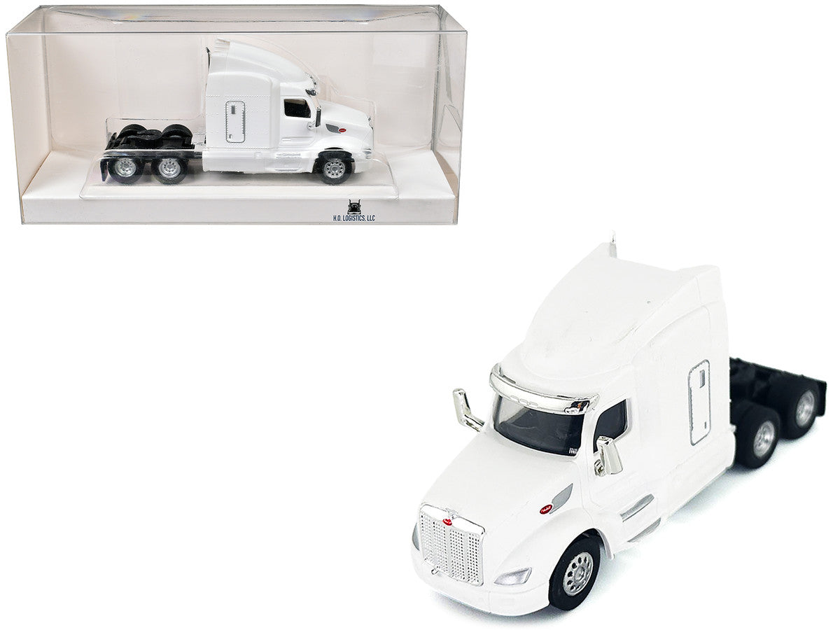 Peterbilt 579 Sleeper Cab White 1/87 (HO) Plastic Model Car by HO Logistics-2