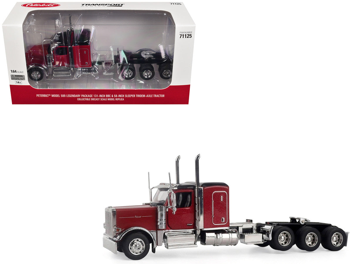 Peterbilt 589 Tridem-Axle Legendary Package Truck Tractor with 58" Sleeper Legendary Red "Transport Series" 1/64 Diecast Model by Diecast Masters-4