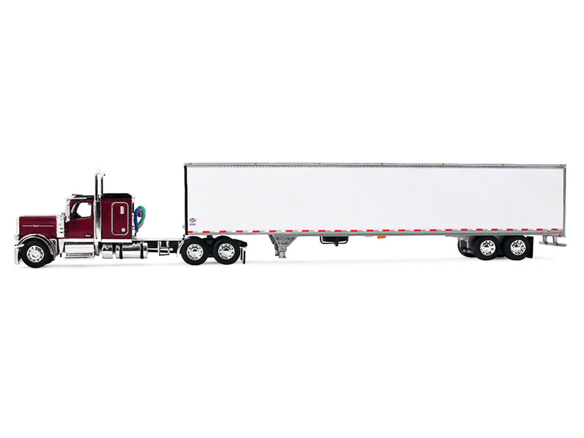 Peterbilt 589 with 58" Flat Top Sleeper and 53' Utility Trailer Legendary Red with Black Top 1/64 Diecast Model by DCP/First Gear-0