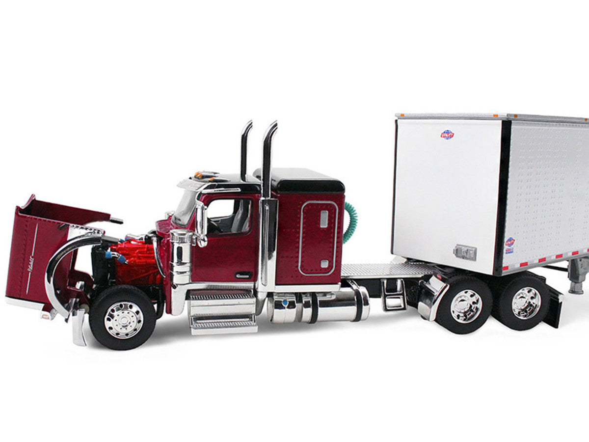Peterbilt 589 with 58" Flat Top Sleeper and 53' Utility Trailer Legendary Red with Black Top 1/64 Diecast Model by DCP/First Gear-1