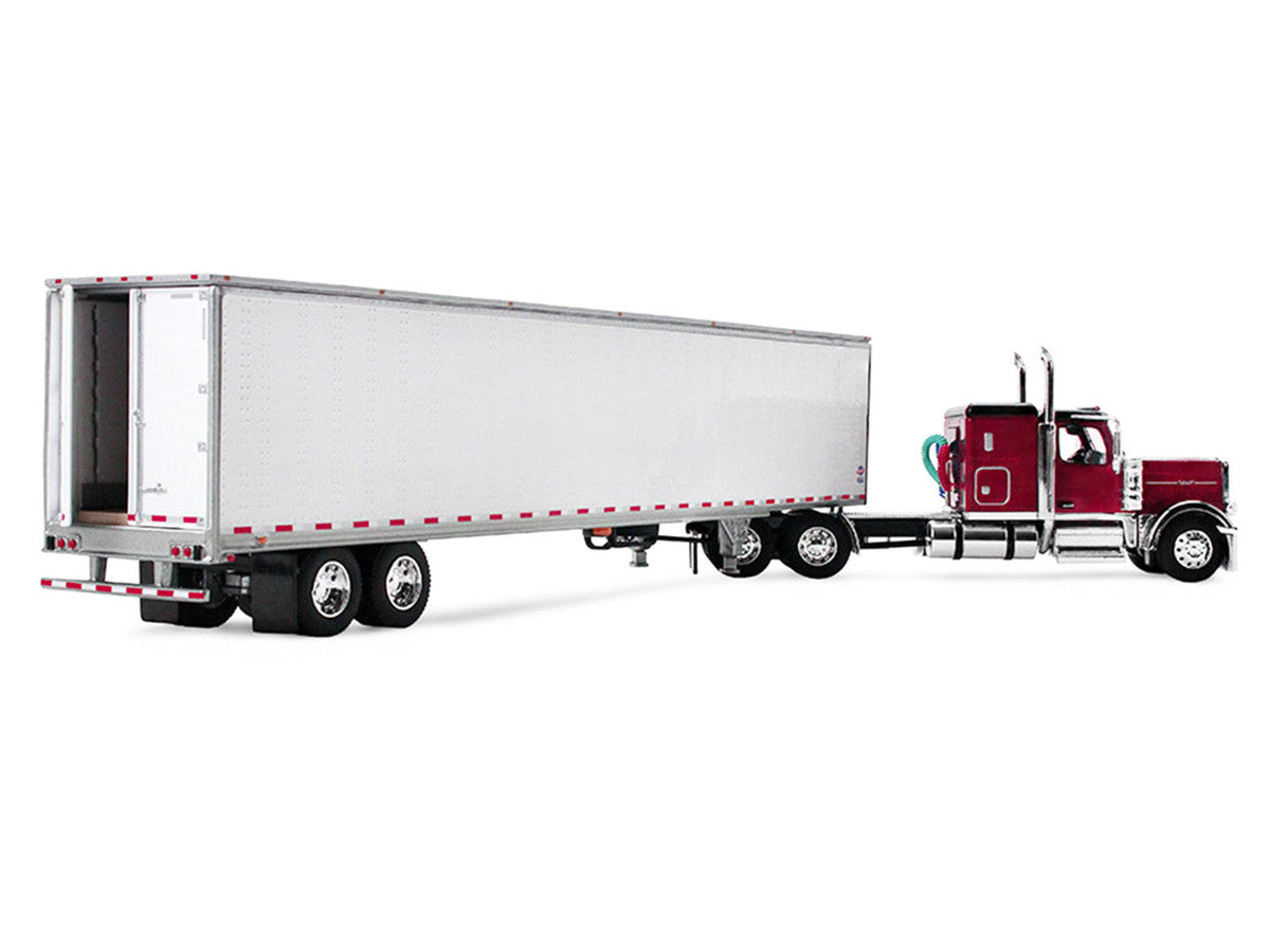 Peterbilt 589 with 58" Flat Top Sleeper and 53' Utility Trailer Legendary Red with Black Top 1/64 Diecast Model by DCP/First Gear-2