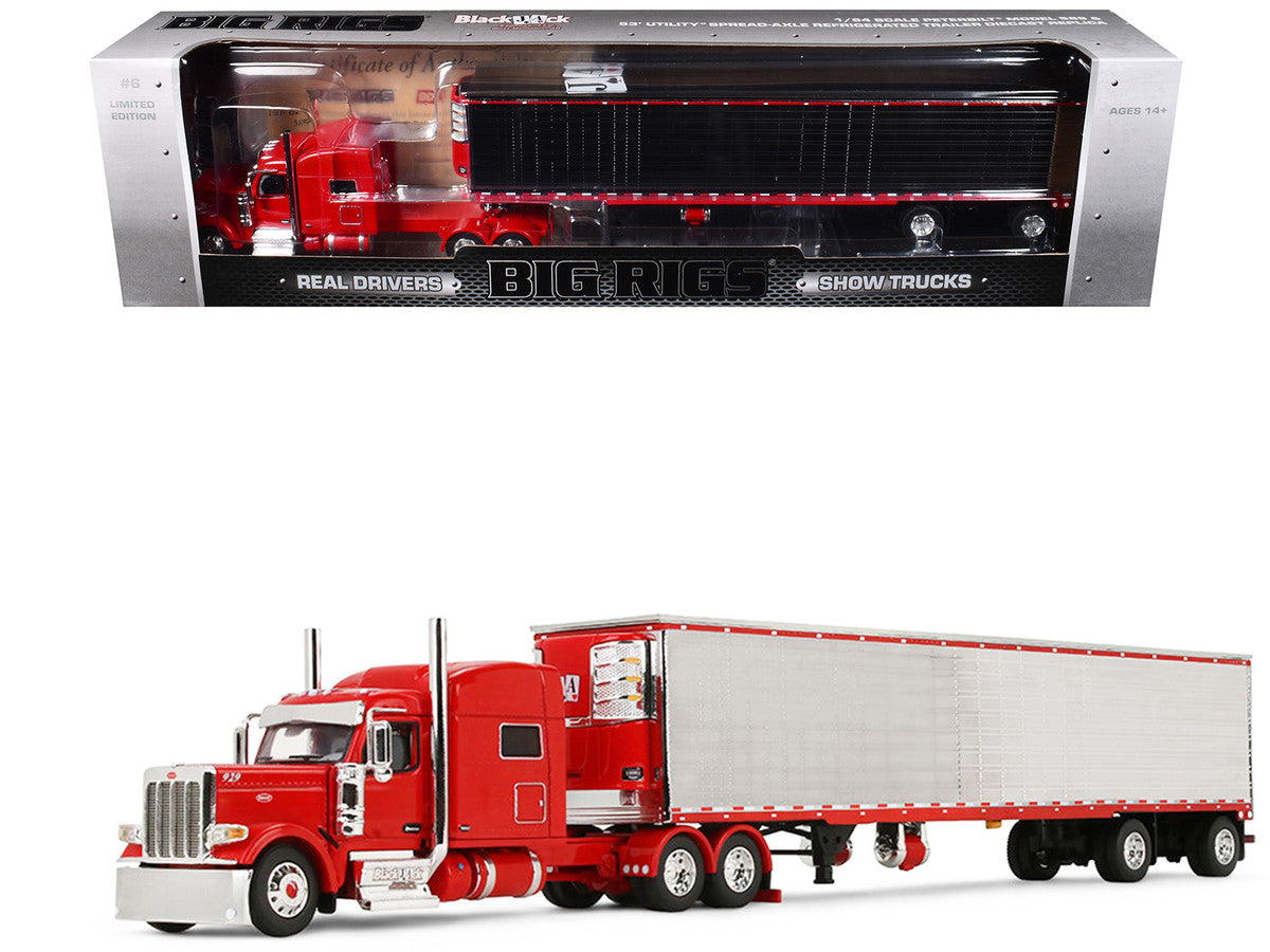 Peterbilt 589 with 78" Mid-Roof Sleeper and 53' Utility Trailer with Reefer "Blackjack Express LLC" Red "Big Rigs" Series II #6 1/64 Diecast Model by DCP/First Gear-0