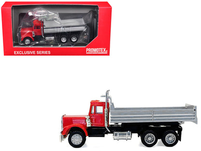 Peterbilt Dump Truck with Red Cab 1/87 (HO) Plastic Model by Promotex-0