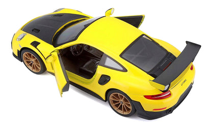 Porsche 911 GT2 RS Yellow with Carbon Hood and Gold Wheels "Special Edition" 1/24 Diecast Model Car by Maisto-2
