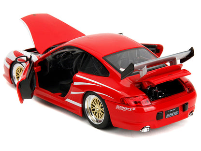Porsche 911 GT3 (996) Red with White Graphics "Hyper-Spec" Series 1/24 Diecast Model Car by Jada-1
