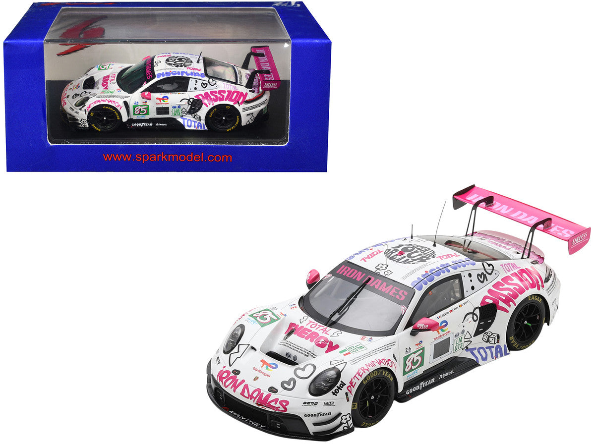 Porsche 911 GT3 R LMGT3 #85 Sarah Bovy - Rahel Frey - Celia Martin "Iron Dames" "24 Hours of Le Mans" (2025) 1/64 Diecast Model Car by Spark-4