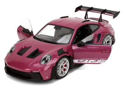 Porsche 911 GT3 RS Red Violet Metallic with White Stripes "Pink Slips" Series 1/18 Diecast Model Car by Jada-3