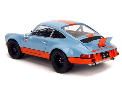 Porsche 911 RSR "Gulf Oil" Light Blue with Orange Stripes "Pink Slips" Series 1/18 Diecast Model Car by Jada-1