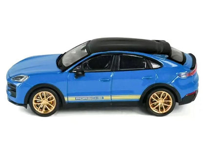 Porsche Cayenne Turbo GT Blue with Black Top and Gold Stripes 1/64 Diecast Model Car by Trends Hobby-3