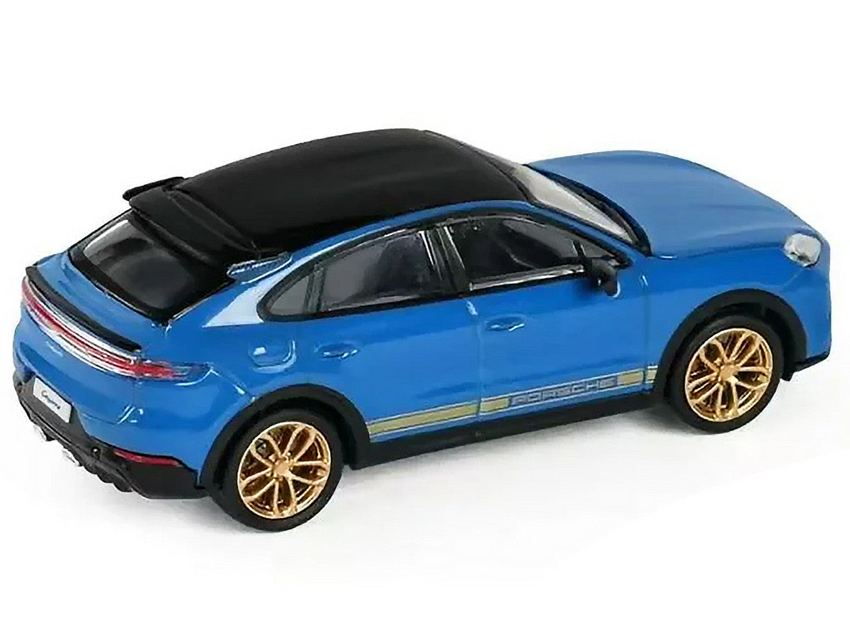 Porsche Cayenne Turbo GT Blue with Black Top and Gold Stripes 1/64 Diecast Model Car by Trends Hobby-4