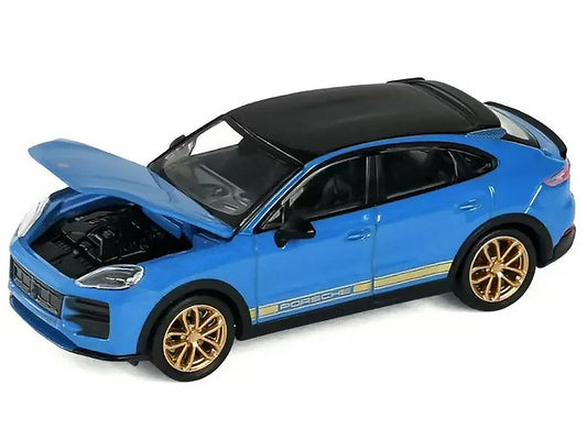 Porsche Cayenne Turbo GT Blue with Black Top and Gold Stripes 1/64 Diecast Model Car by Trends Hobby-2