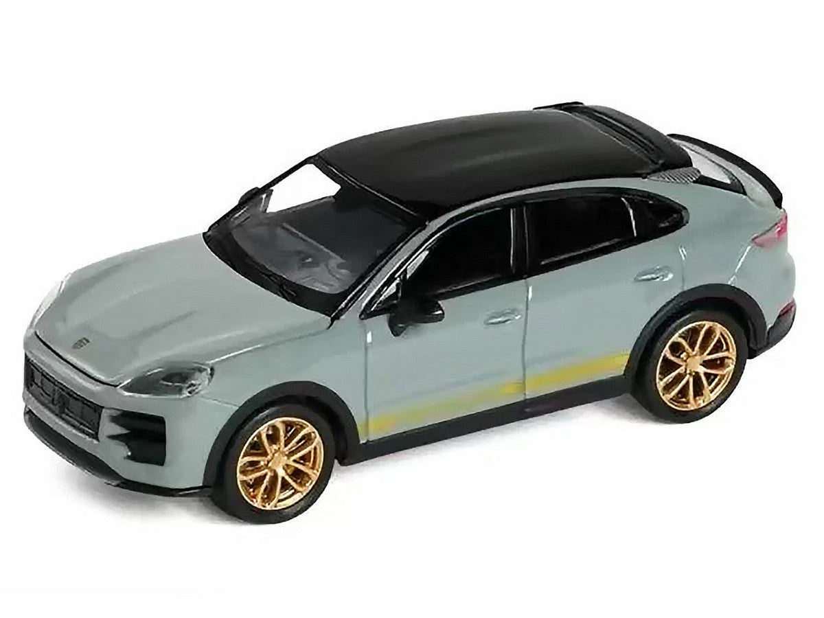 Porsche Cayenne Turbo GT Gray with Black Top and Gold Stripes 1/64 Diecast Model Car by Trends Hobby-1