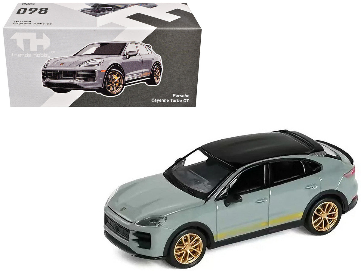 Porsche Cayenne Turbo GT Gray with Black Top and Gold Stripes 1/64 Diecast Model Car by Trends Hobby-0
