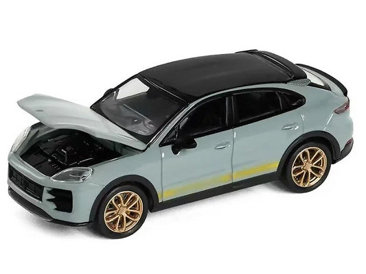 Porsche Cayenne Turbo GT Gray with Black Top and Gold Stripes 1/64 Diecast Model Car by Trends Hobby-2