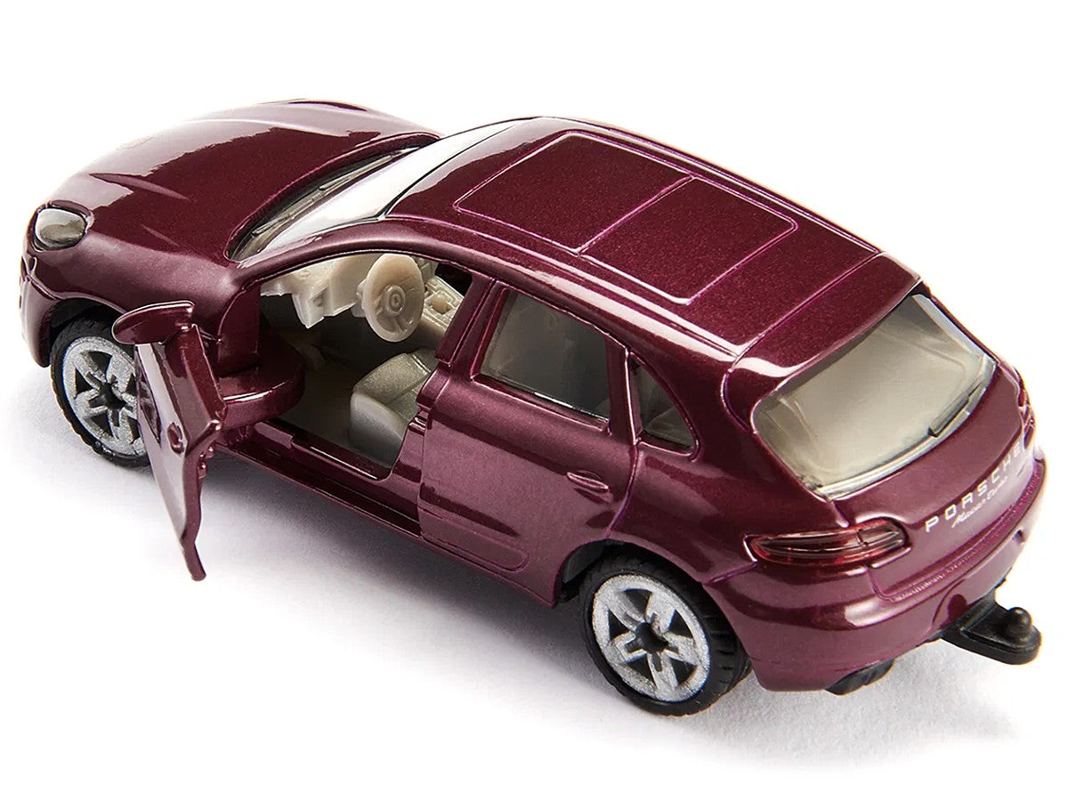 Porsche Macan Turbo Maroon Metallic and Dethleffs Exclusiv Emotion Caravan with Figures and Camp Accessories Set 1/55 Diecast Model by Siku-2