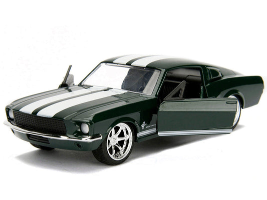 Sean's Ford Mustang Dark Green with White Stripes "Fast & Furious" Movie 1/32 Diecast Model Car by Jada-1