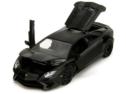 Shaw's Lamborghini Aventador Matt Black "Furious 7" (2015) Movie "Fast & Furious" Series 1/24 Diecast Model Car by Jada-2