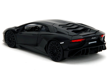 Shaw's Lamborghini Aventador Matt Black "Furious 7" (2015) Movie "Fast & Furious" Series 1/24 Diecast Model Car by Jada-0