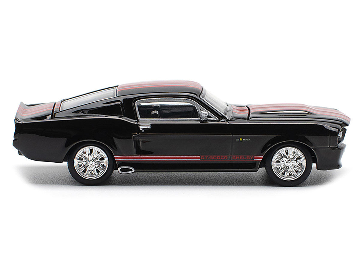 Shelby Mustang GT500 Dark Chrome with Red Stripes 1/64 Diecast Model Car by Pop Race-0