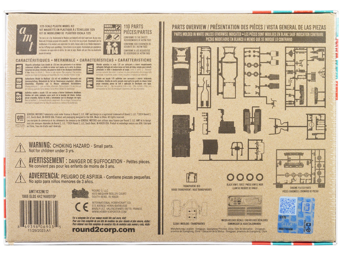 Skill 2 Model Kit 1966 Oldsmobile 442 W-30 Hardtop 1/25 Scale Model by AMT-3