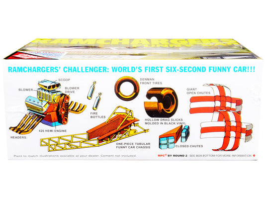 Skill 2 Model Kit Dodge Challenger Ramchargers Funny Car "Legends of the Quarter Mile" 1/25 Scale Model by MPC-1