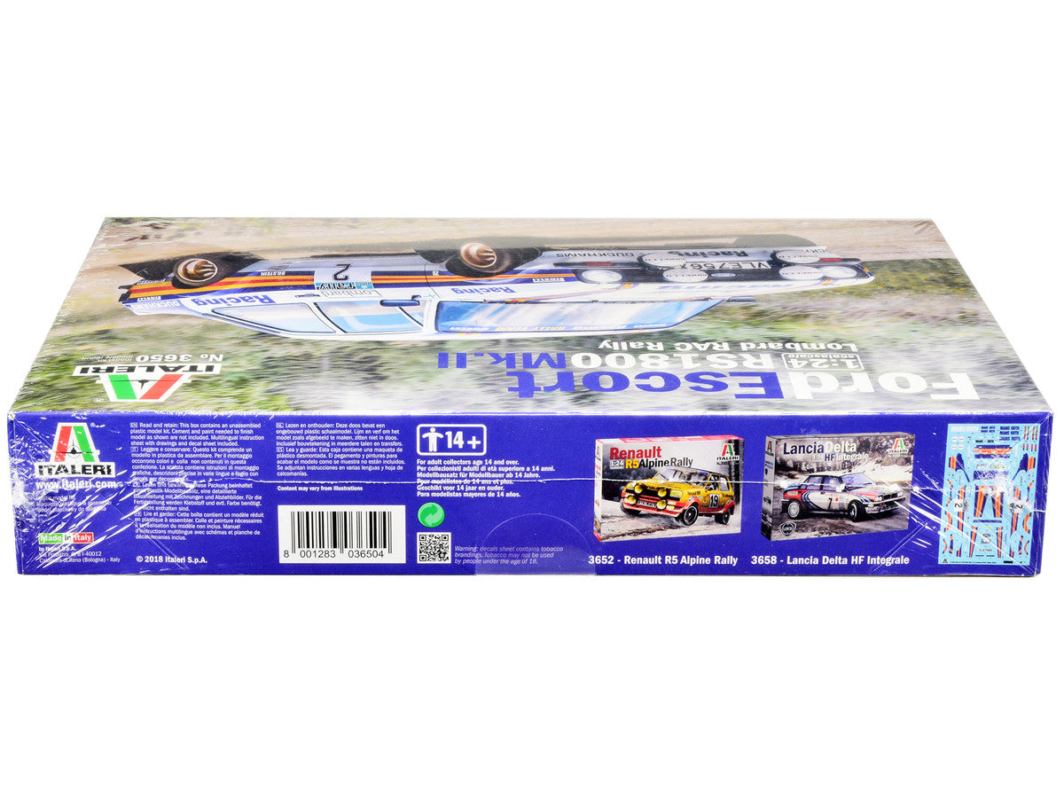 Skill 2 Model Kit Ford Escort RS 1800 Mk.II #2 Lombard RAC Rally (1981) 1/24 Scale Model by Italeri-1