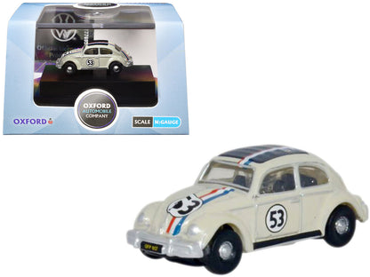 Volkswagen Beetle #53 Beige with Stripes and Black Top 1/148 (N) Scale Diecast Model Car by Oxford Diecast-2