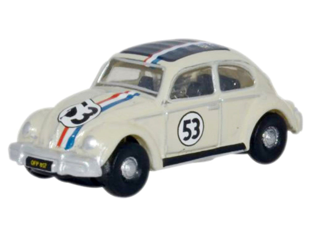 Volkswagen Beetle #53 Beige with Stripes and Black Top 1/148 (N) Scale Diecast Model Car by Oxford Diecast-0