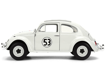 Volkswagen Beetle #53 "Herbie" White with Stripes "The Love Bug" (1968) Movie with Extra Wheels 1/24 Diecast Model Car by Jada-2