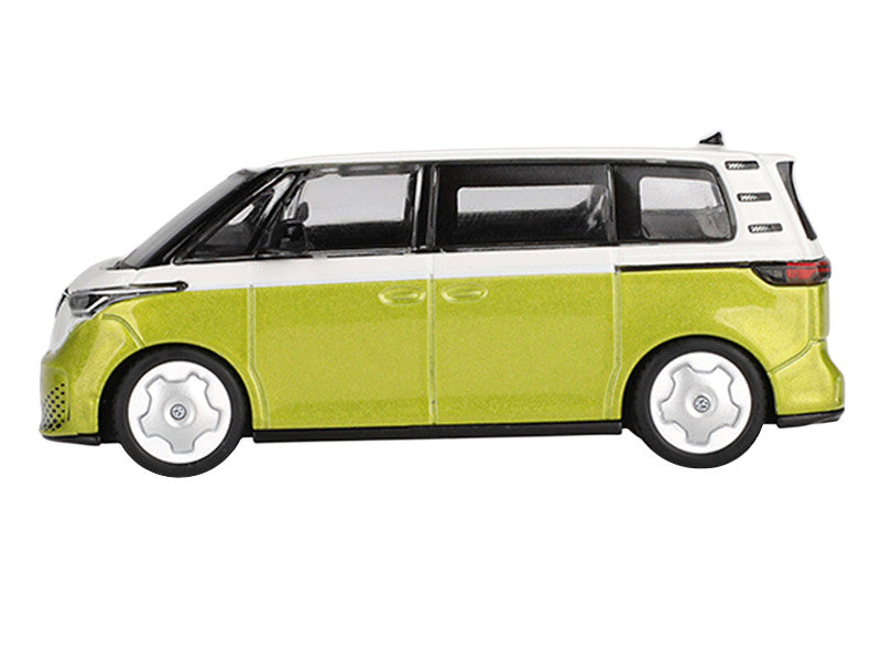 Volkswagen ID. Buzz Van Pomelo Yellow Metallic and Candy White Limited Edition 1/64 Diecast Model Car by Mini GT-0