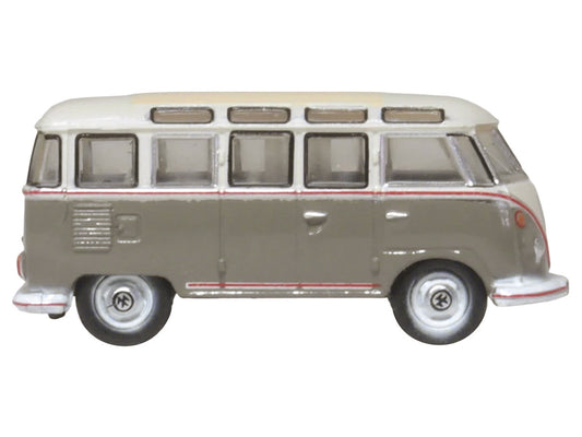 Volkswagen T1 Samba Bus Mouse Grey and Pearl White with Red Stripes 1/148 (N) Scale Diecast Model Car by Oxford Diecast-0