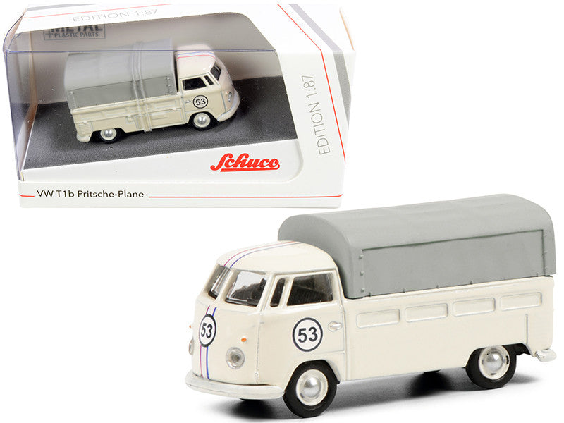 Volkswagen T1b Pritsche Plane Pickup Truck with Canopy #53 Cream 1/87 (HO) Diecast Model by Schuco-0