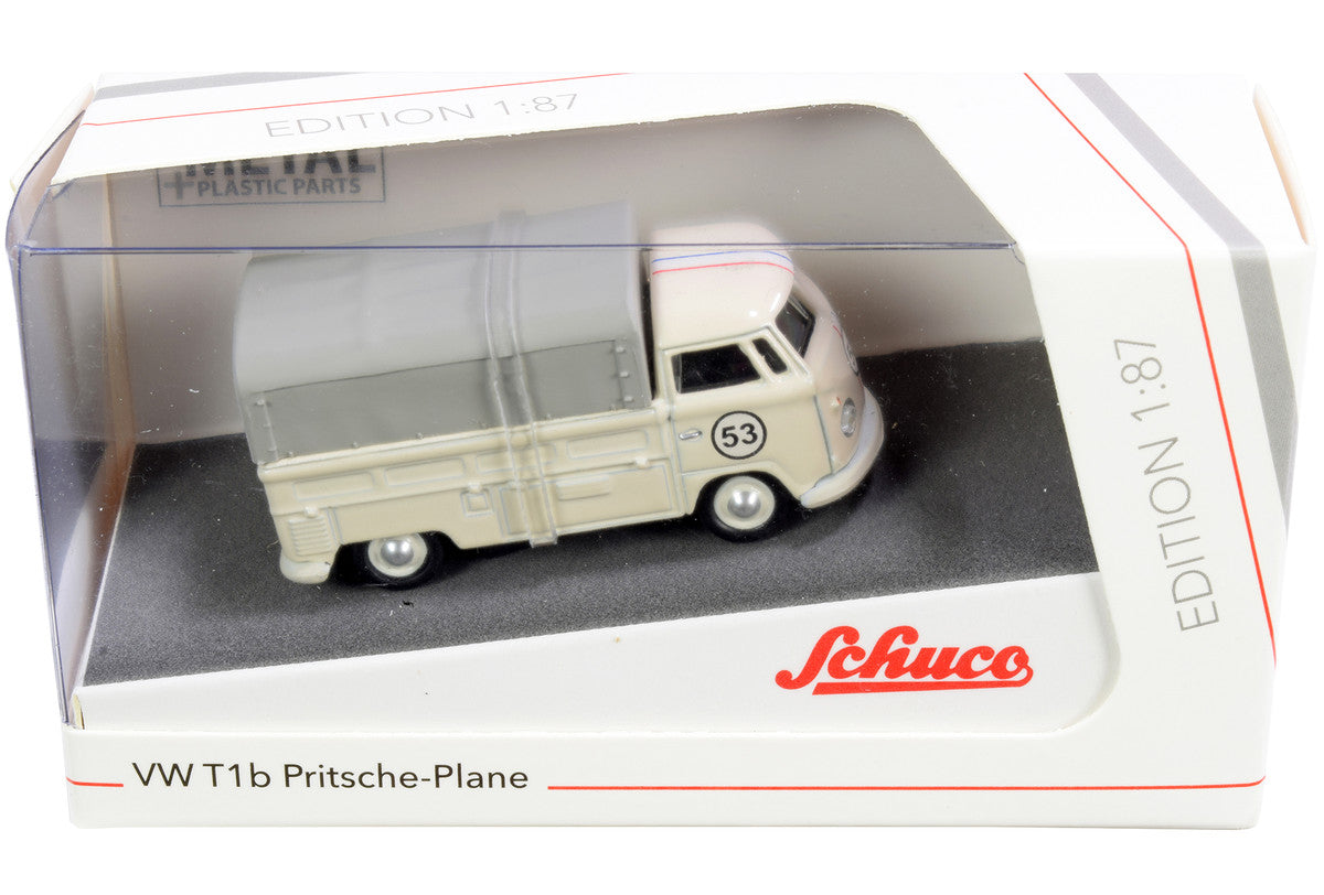 Volkswagen T1b Pritsche Plane Pickup Truck with Canopy #53 Cream 1/87 (HO) Diecast Model by Schuco-2