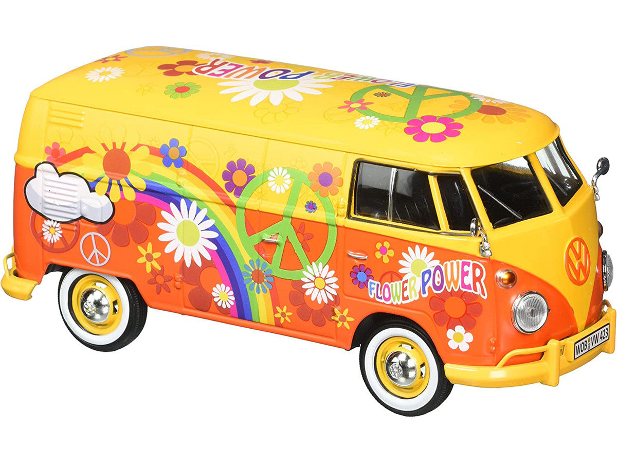 Volkswagen Type 2 (T1) Delivery Van Flower Power 1/24 Diecast Car Model by Motormax-1
