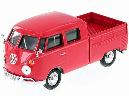 Volkswagen Type 2 (T1) Double Cab Pickup Truck Wax Red 1/24 Diecast Model Car by Motormax-1