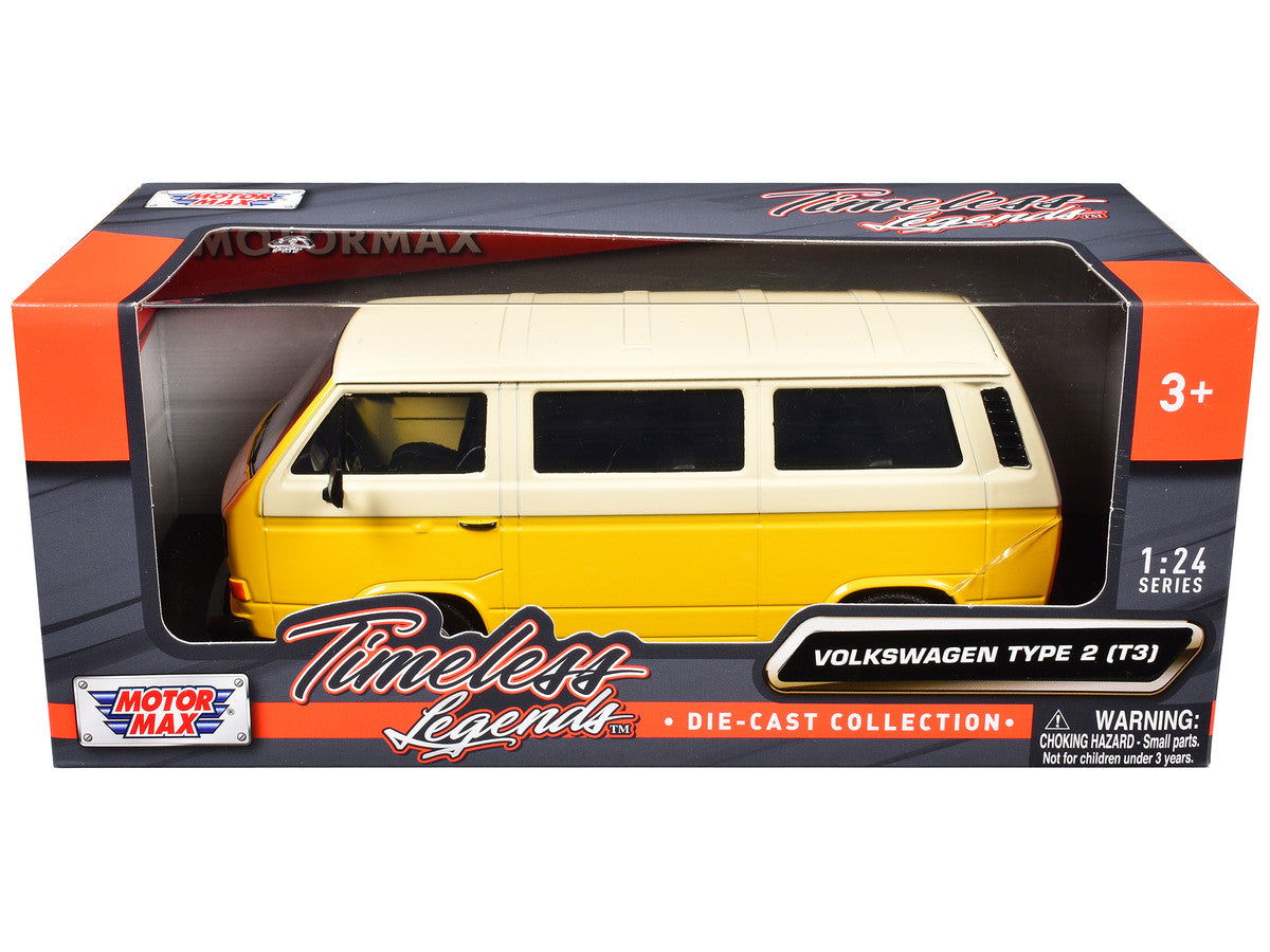 Volkswagen Type 2 (T3) Van Yellow and Beige "Timeless Legends" Series 1/24 Diecast Model Car by Motormax-0
