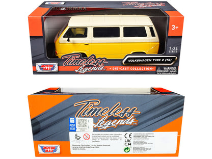 Volkswagen Type 2 (T3) Van Yellow and Beige "Timeless Legends" Series 1/24 Diecast Model Car by Motormax-2